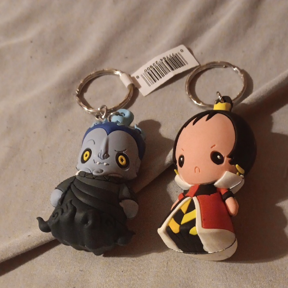 Cute Disney Character Keychain Set - Blue/Grey and Peach/Black
